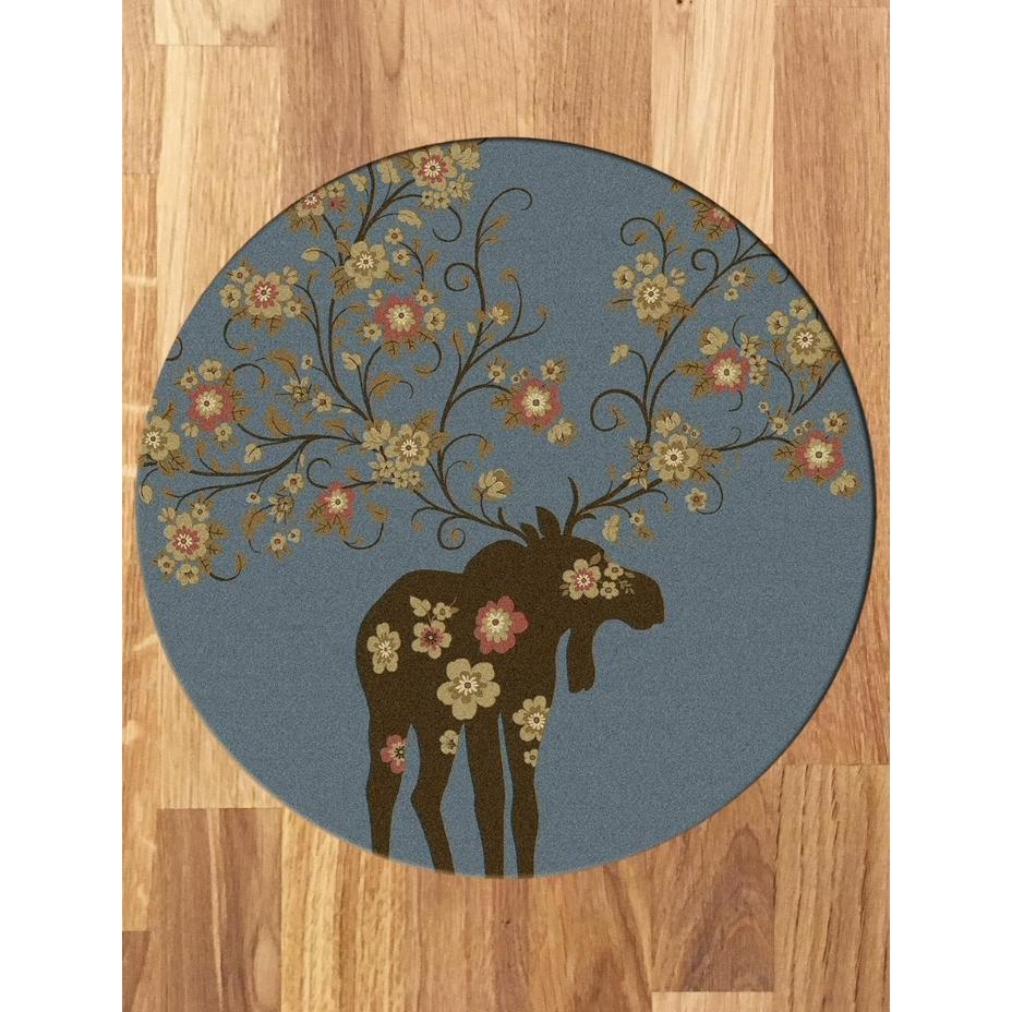 Springtime Moose Rug – Blue – alternate view