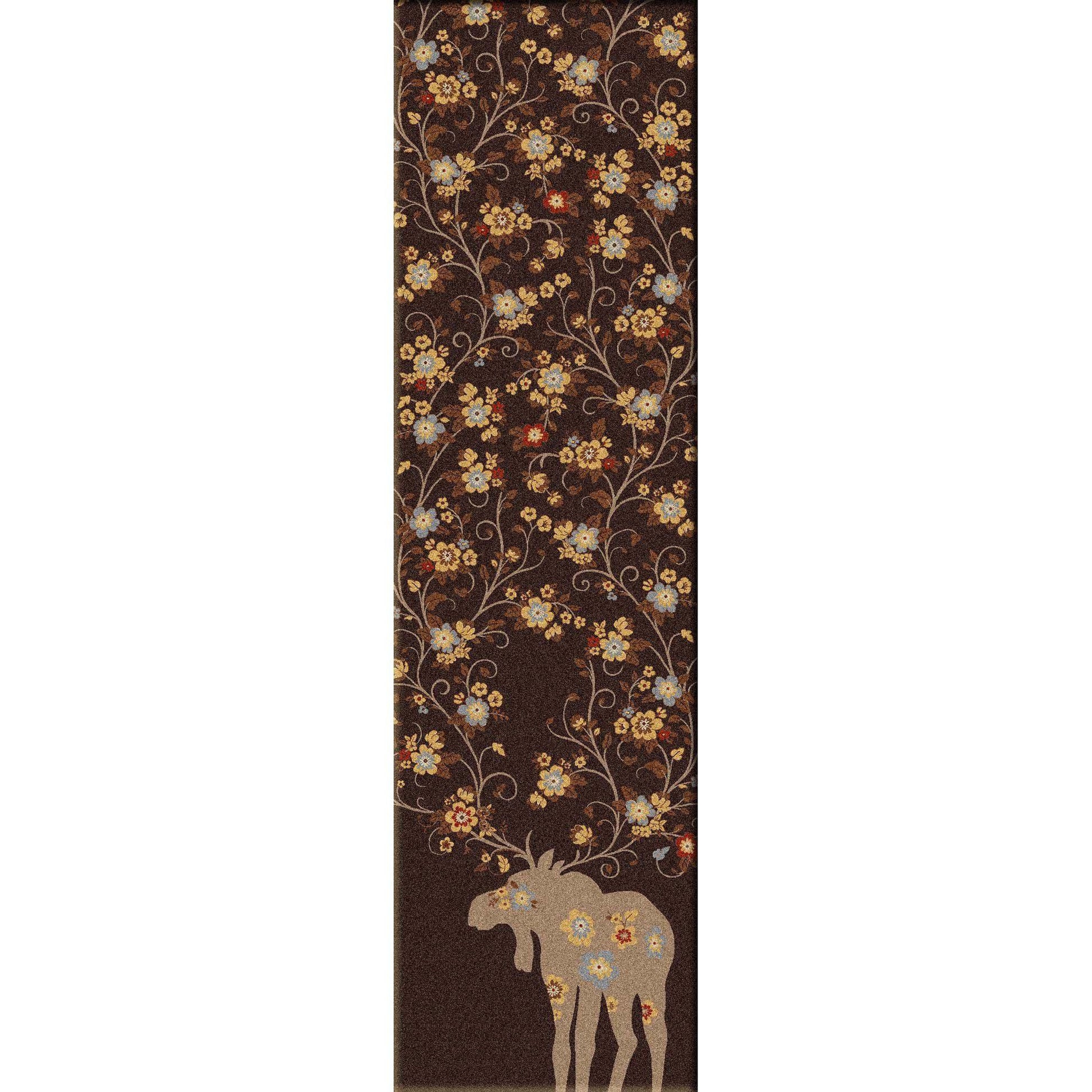 Springtime Moose Rug – Chocolate – full view