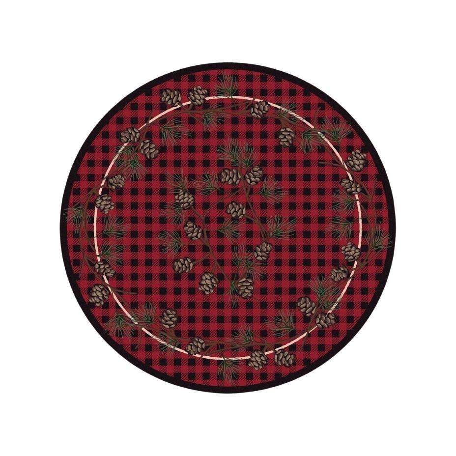 Wooded Forest - Red-CabinRugs Southwestern Rugs Wildlife Rugs Lodge Rugs Aztec RugsSouthwest Rugs