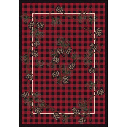 Wooded Forest Rug – Red – close up